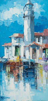 Antonio Di Viccaro, (Italian, 20th Century), Two Works; Positano - Casa Sol Mare and Lighthouse