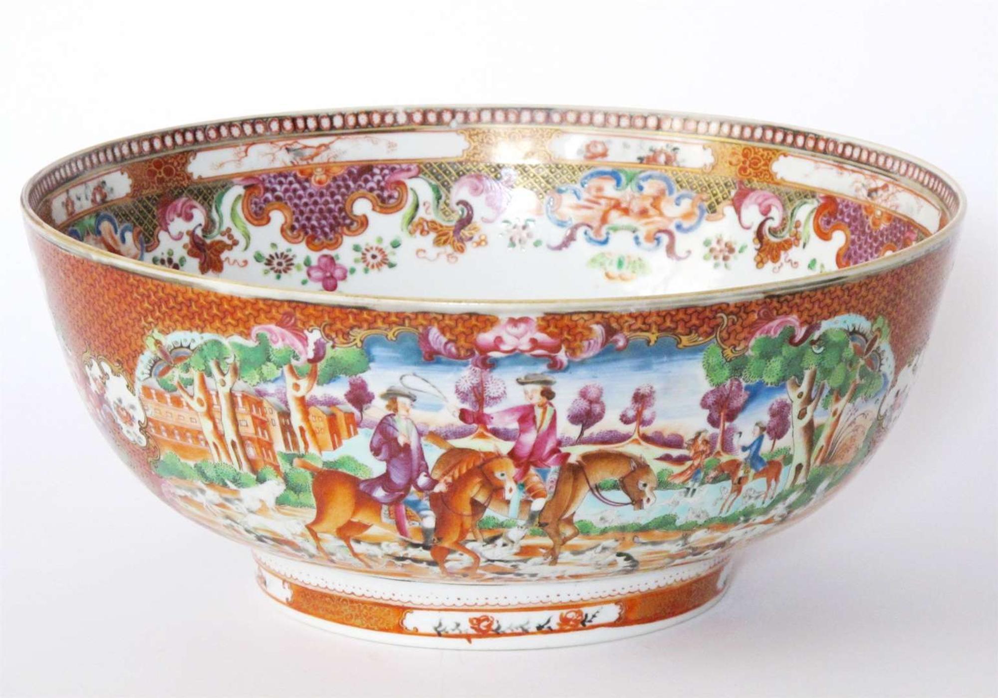 Chinese Export porcelain Famille Rose punch bowl late 18th century
