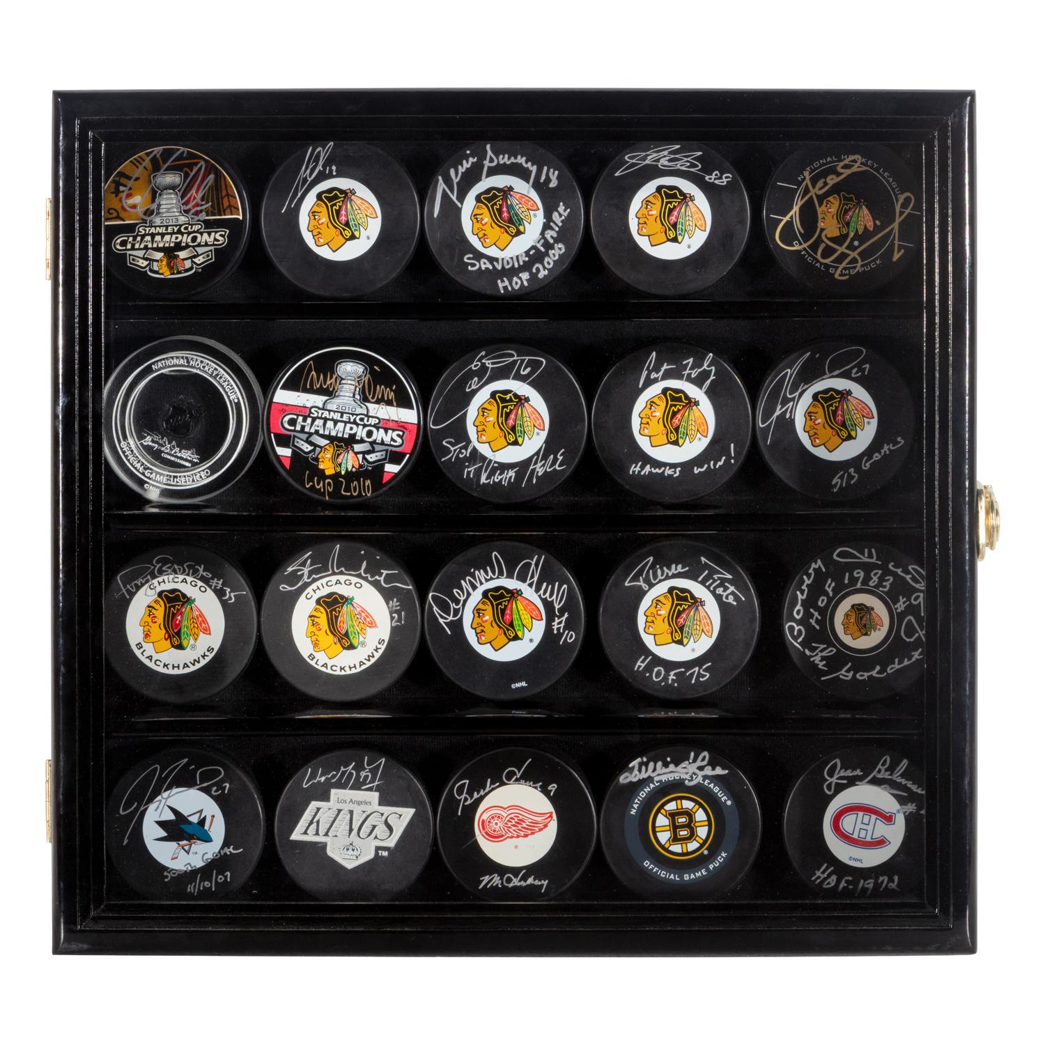 A Collection of Signed Autograph Hockey Pucks Including Wayne Gretzky