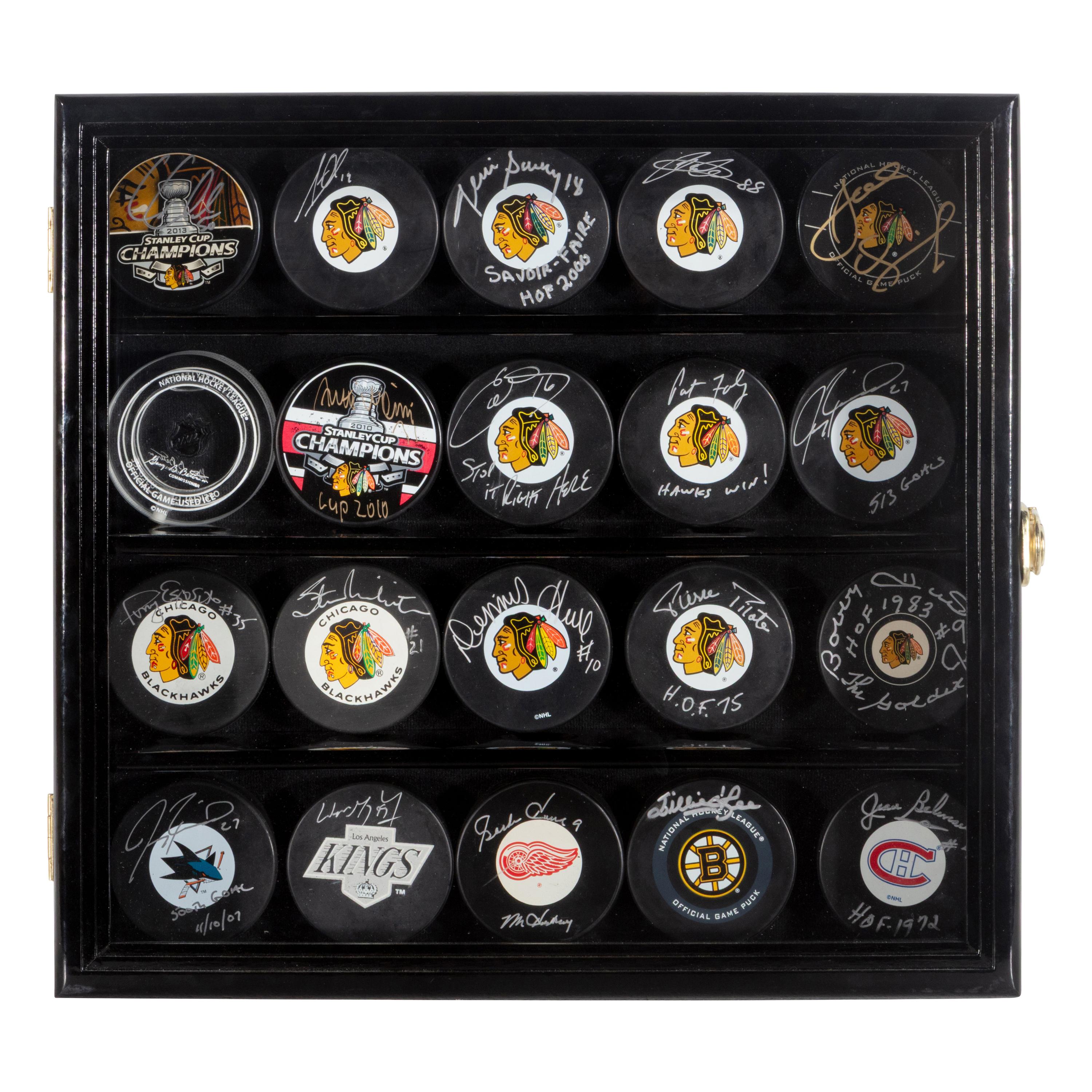 A Collection of Signed Autograph Hockey Pucks Including Wayne Gretzky