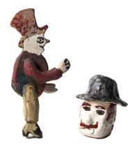 Turku Trajan, (American, 1887-1959), A Strange Creature; together with two American folk art objects comprising a glazed ceramic head w