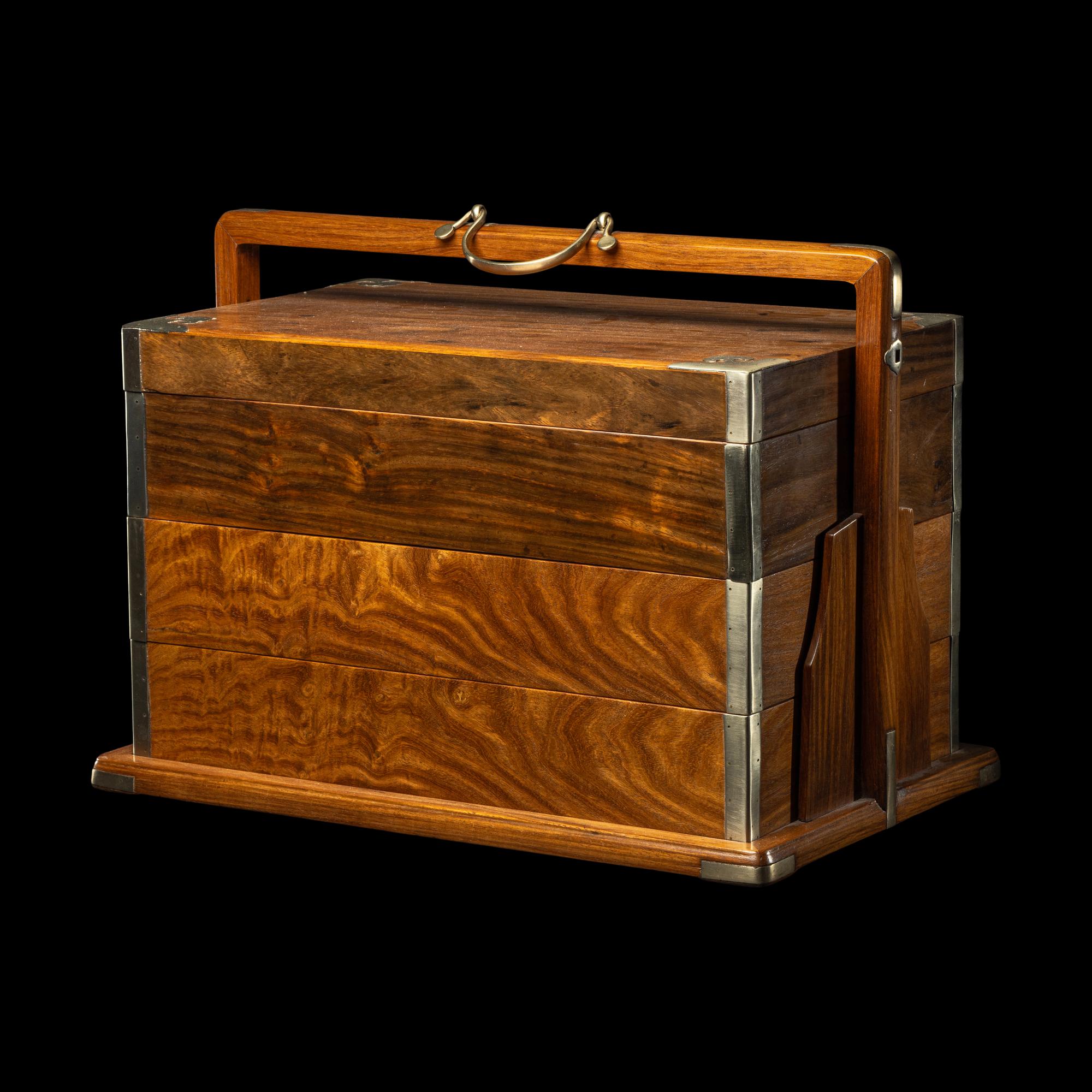 A Large Chinese Huanghuali Three-Tier Picnic Box 黃花梨三幢提盒