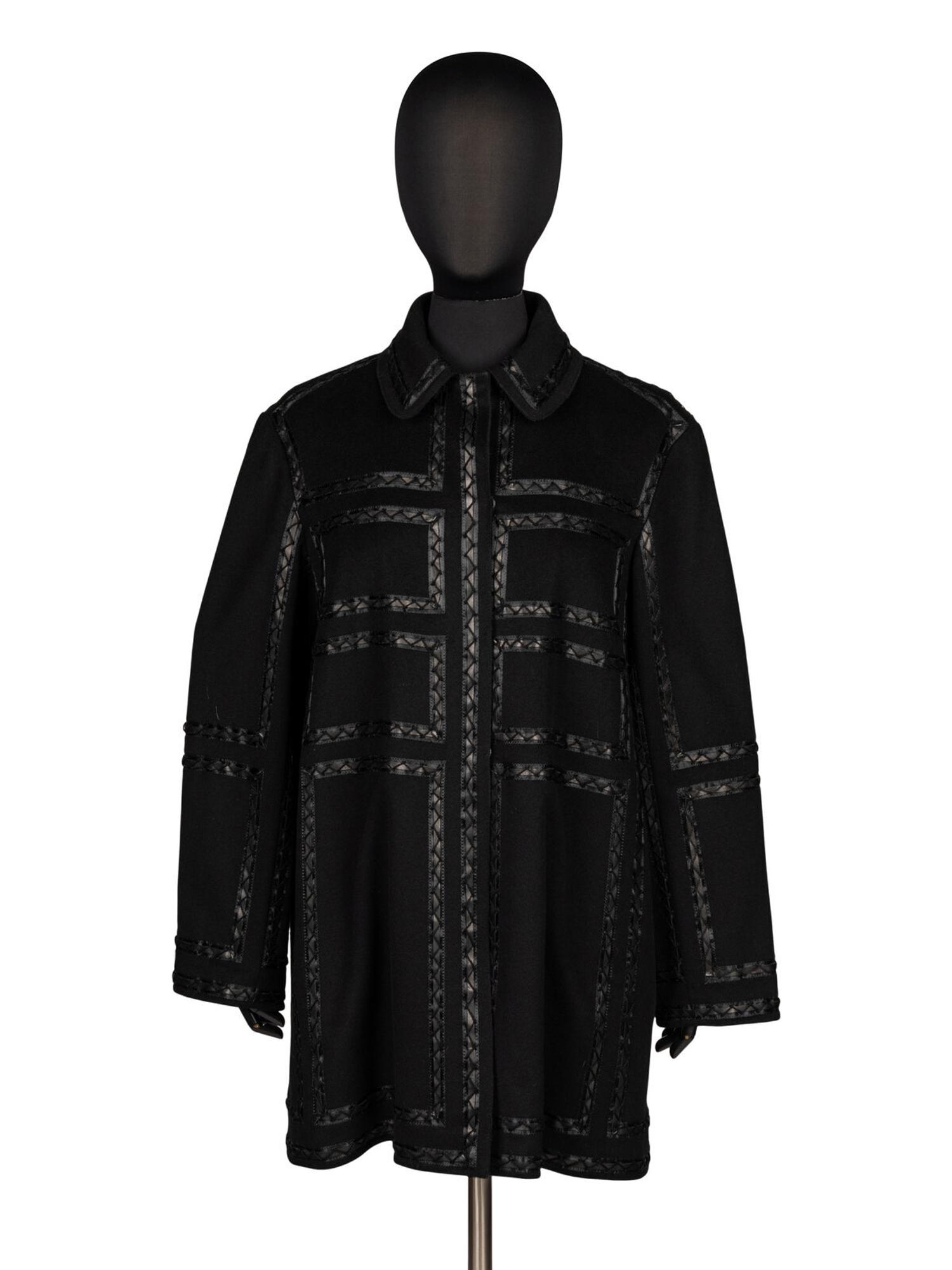 J. Mendel, Cashmere Coat with Leather & Sable Trim