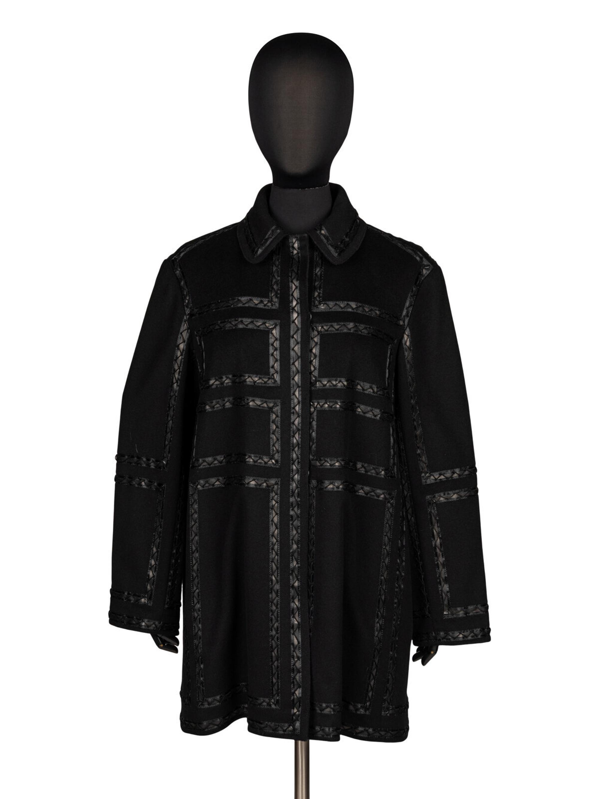 J. Mendel, Cashmere Coat with Leather & Sable Trim