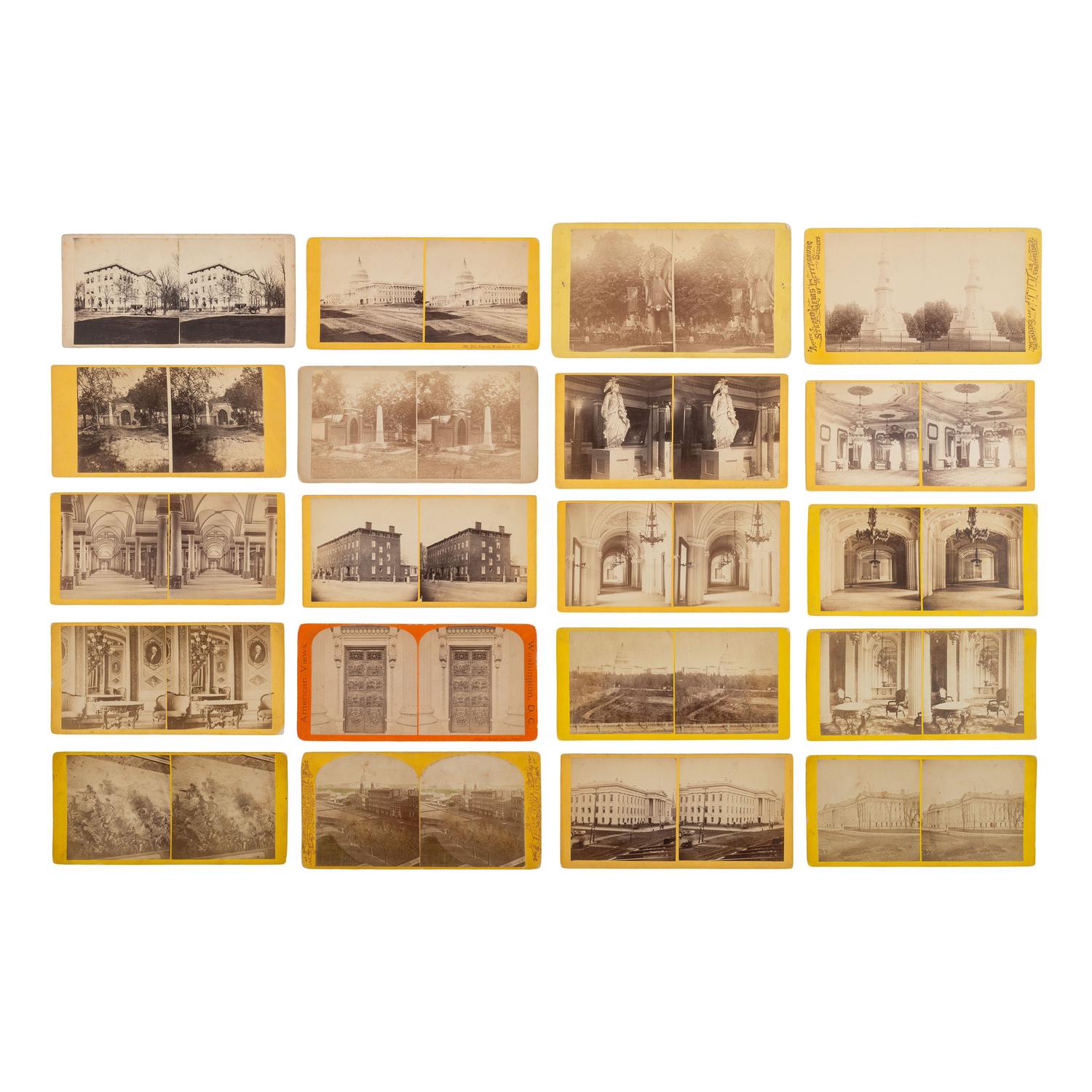 [Early Photography] Group of 110 Stereoviews of Washington, DC, and Boston, incl. Landmarks and Monuments