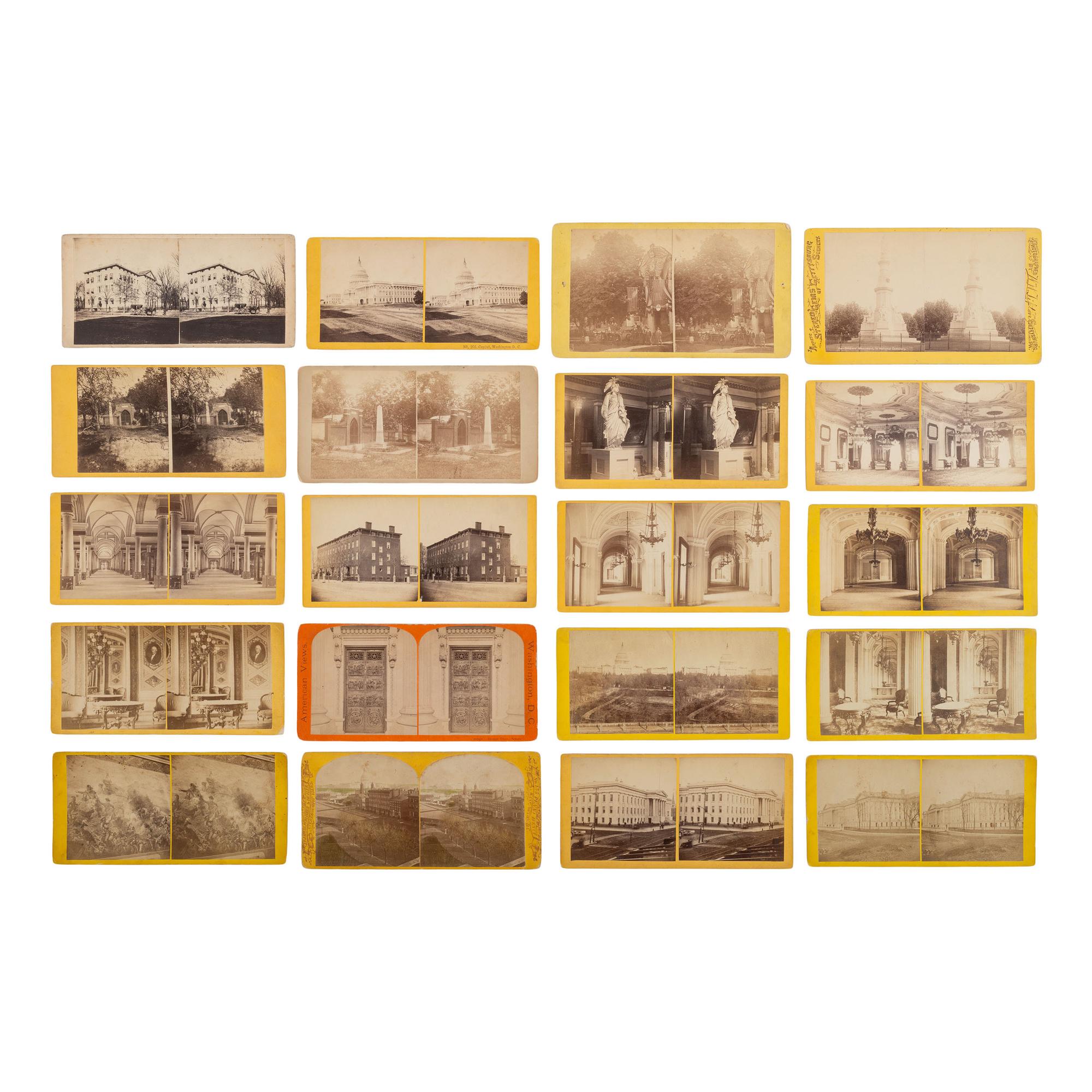 [Early Photography] Group of 110 Stereoviews of Washington, DC, and Boston, incl. Landmarks and Monuments