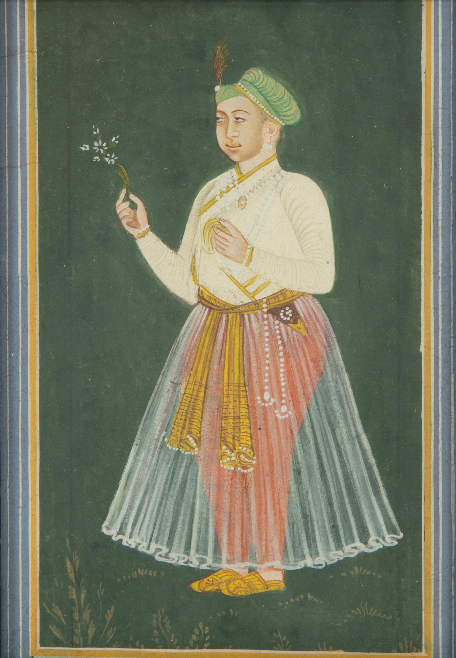 A Persian Miniature Painting in a Mother-of-Pearl Inlaid Frame