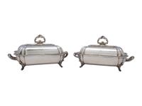 A Pair of English Silver-Plate Armorial Serving Dishes