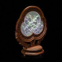 A Large Chinese Incised and Gilt Lavender and Green Jadeite Hardwood Table Screen, 20th Century 近代 翡翠春帶彩旋轉式雙面大著屏