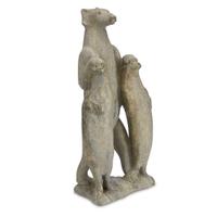 Iyola Kinswatsiak (Canadian, 1933-2000) Stone carving: standing polar bear with two seals