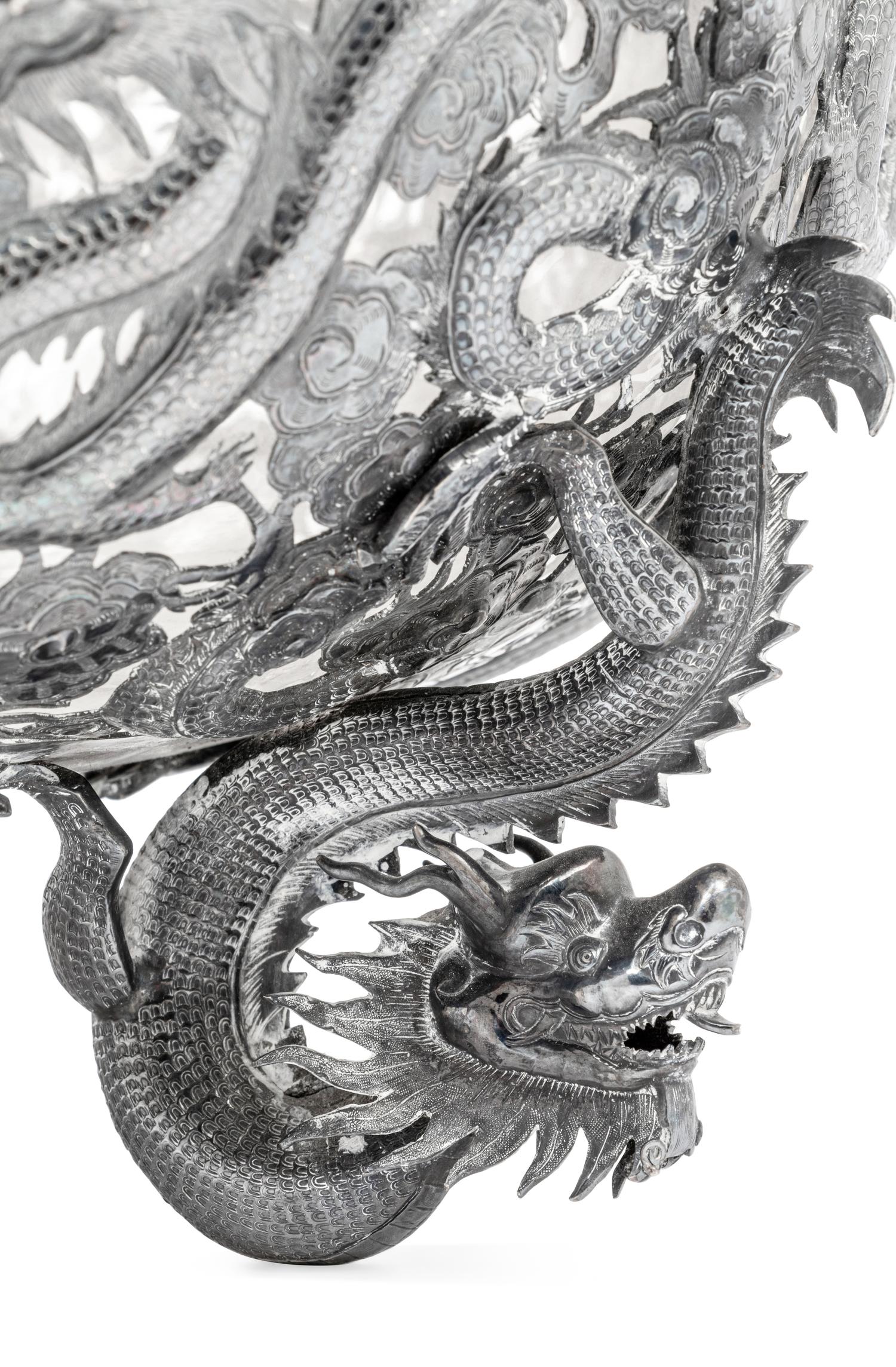 A Chinese Export Silver Punch Bowl