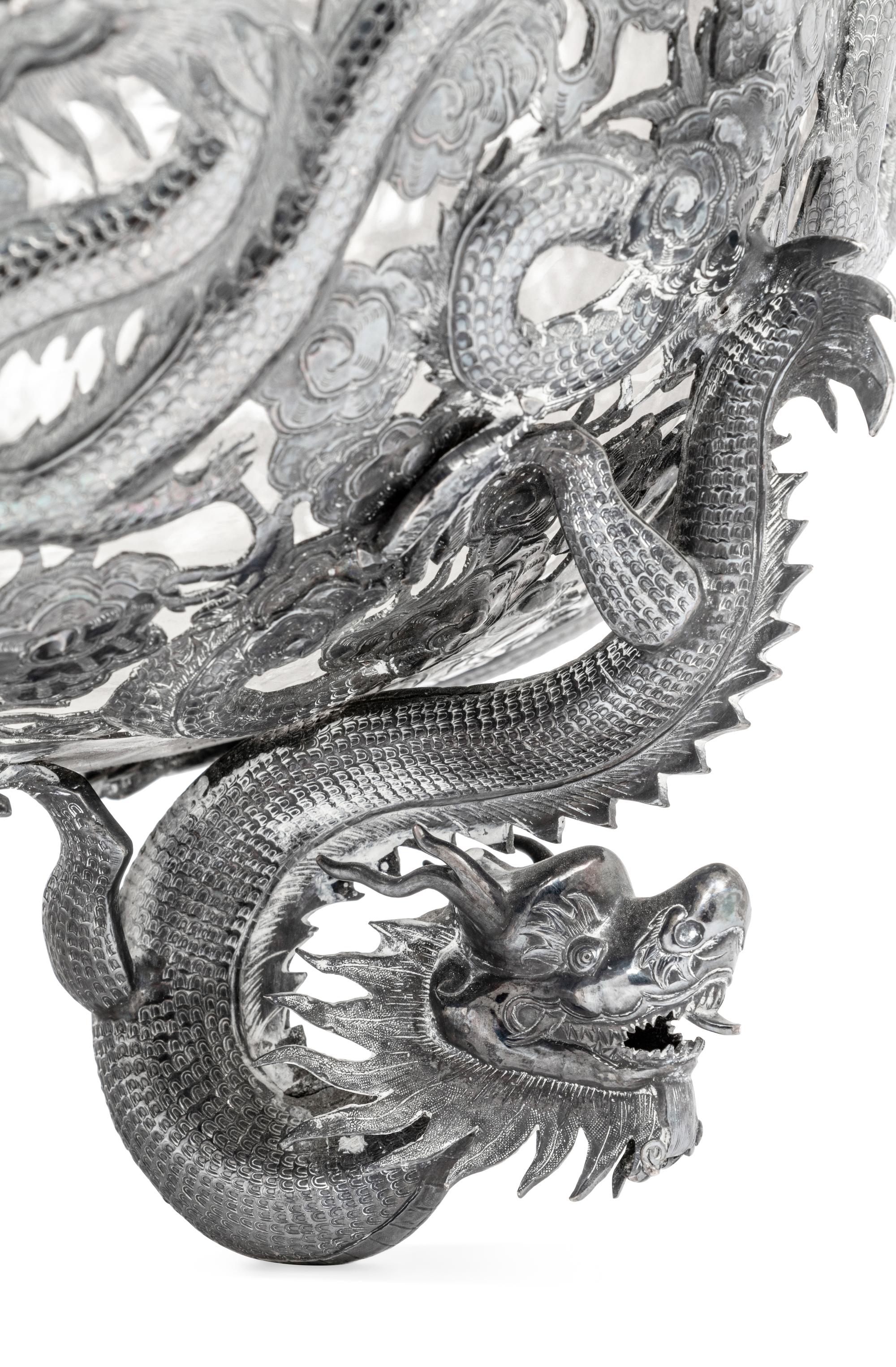 A Chinese Export Silver Punch Bowl