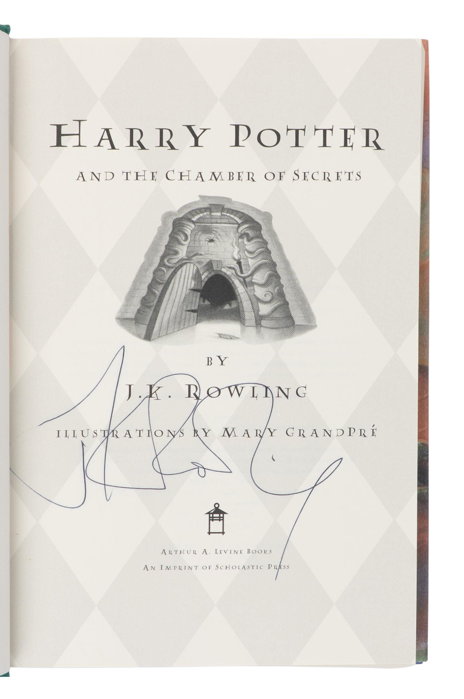 ROWLING, J.K. (b. 1965). A group of the first 3 Harry Potter titles, ALL FIRST AMERICAN EDITIONS, SIGNED, comprising: