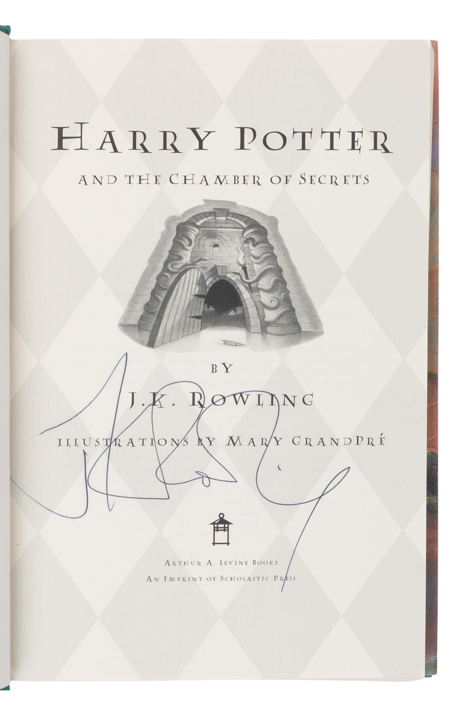 ROWLING, J.K. (b. 1965). A group of the first 3 Harry Potter titles, ALL FIRST AMERICAN EDITIONS, SIGNED, comprising: