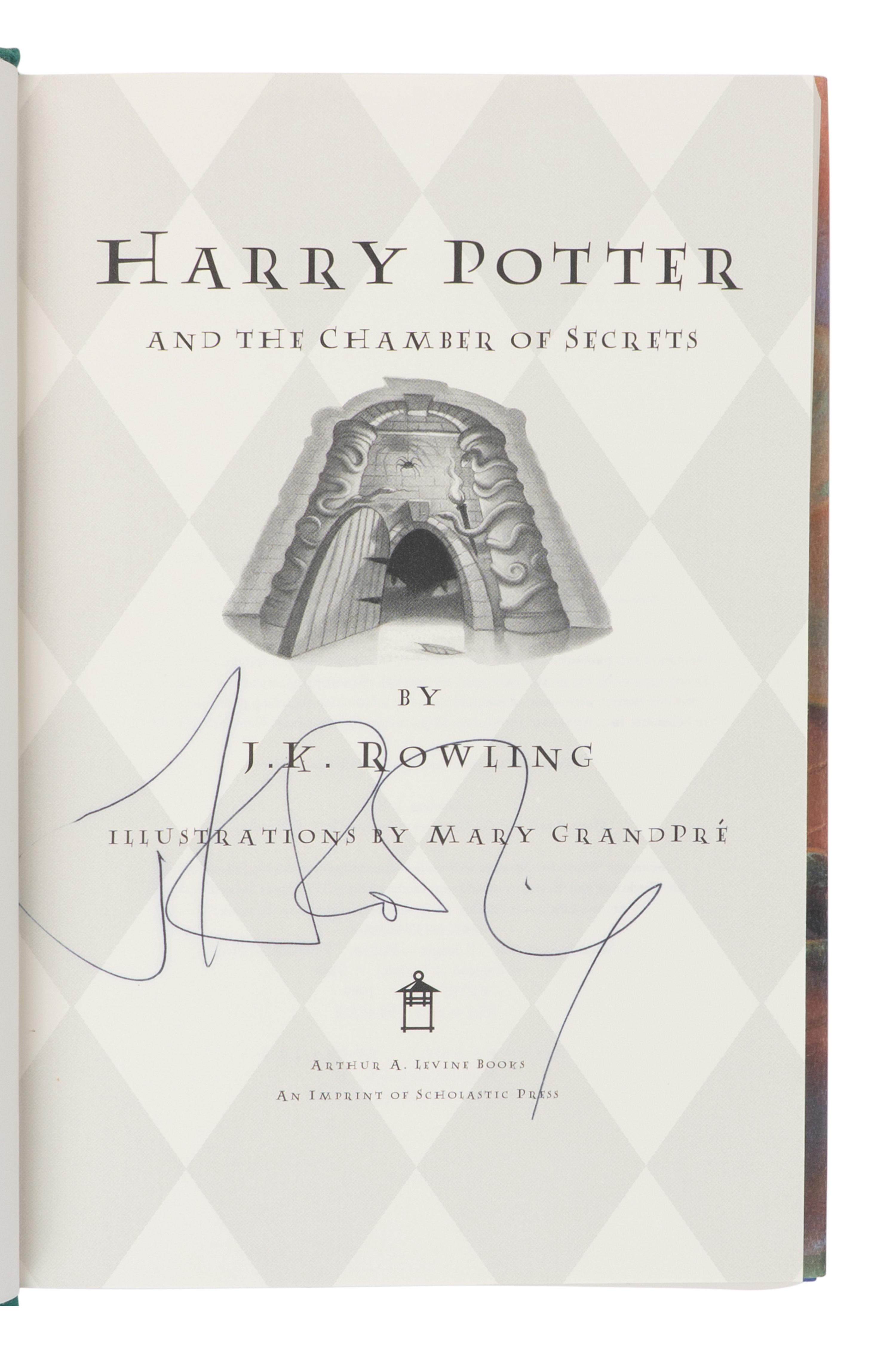 ROWLING, J.K. (b. 1965). A group of the first 3 Harry Potter titles, ALL FIRST AMERICAN EDITIONS, SIGNED, comprising: