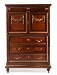 A Louis XVI Style Gilt Bronze Mounted Mahogany Bedroom Suite Height of tallest 60 3/4 inches. — FIRST HALF 20TH CENTURY