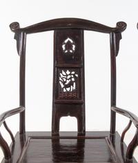 A Pair of Chinese Yoke-Back Hardwood Armchairs