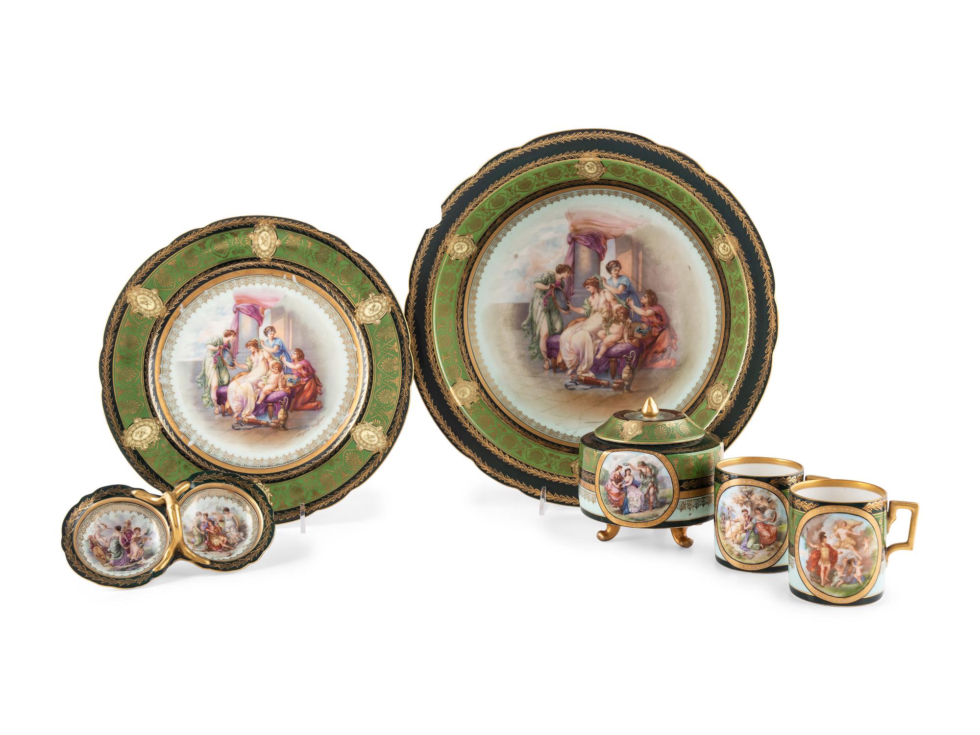 A Group of Austrian Transfer-Decorated Porcelain Tableware