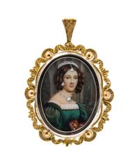 An 18 Karat Gold and Portrait Miniature Pendant/Brooch, Corletto, 7.80 dwts.