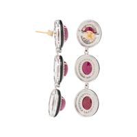 RUBY, DIAMOND AND ONYX EARRINGS