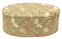 A Contemporary Upholstered Button-Tufted Ottoman Height 15 x width 37 inches. — 20TH CENTURY