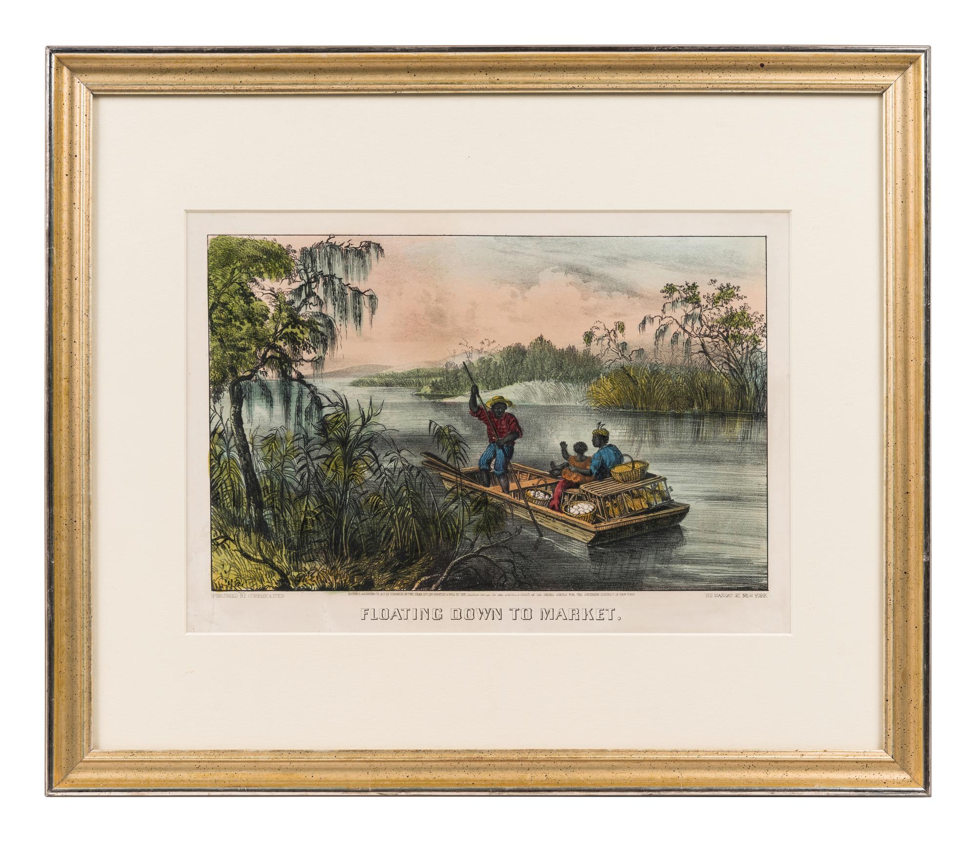 [MISSISSIPPI RIVER] -- CURRIER and IVES, publishers Floating Down to Market, 1870. (G.2183) -- A Home on the Mississippi, 1871. (G.3109).