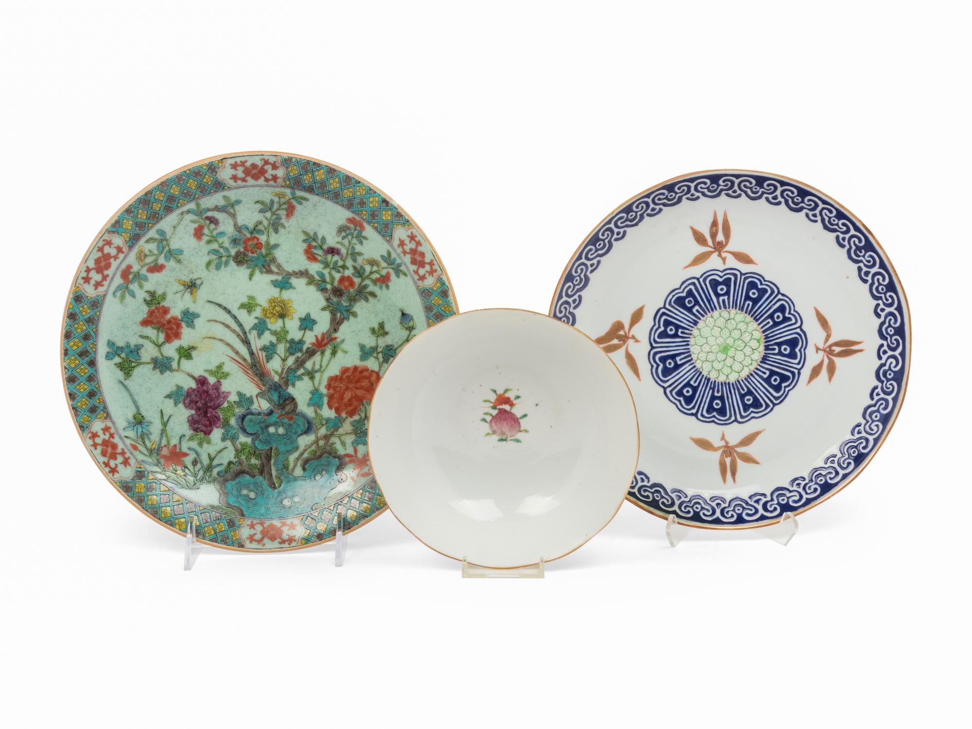 Three Chinese Famille Rose Porcelain Wares