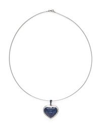SAPPHIRE, DIAMOND, AND WHITE GOLD HEART PENDANT NECKLACE