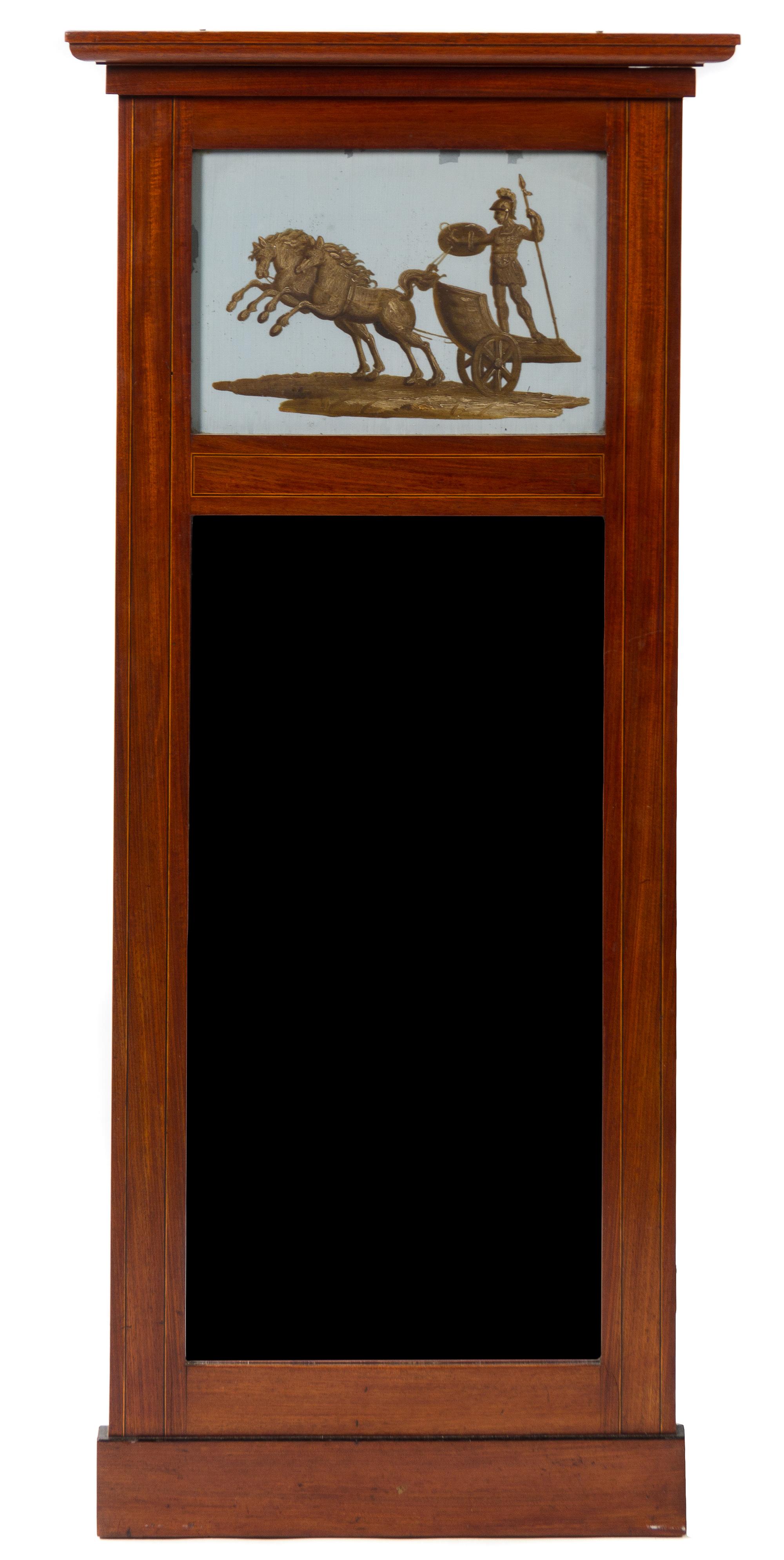 A Biedermeier Mahogany Pier Mirror Height 49 x width 22 5/8 inches.