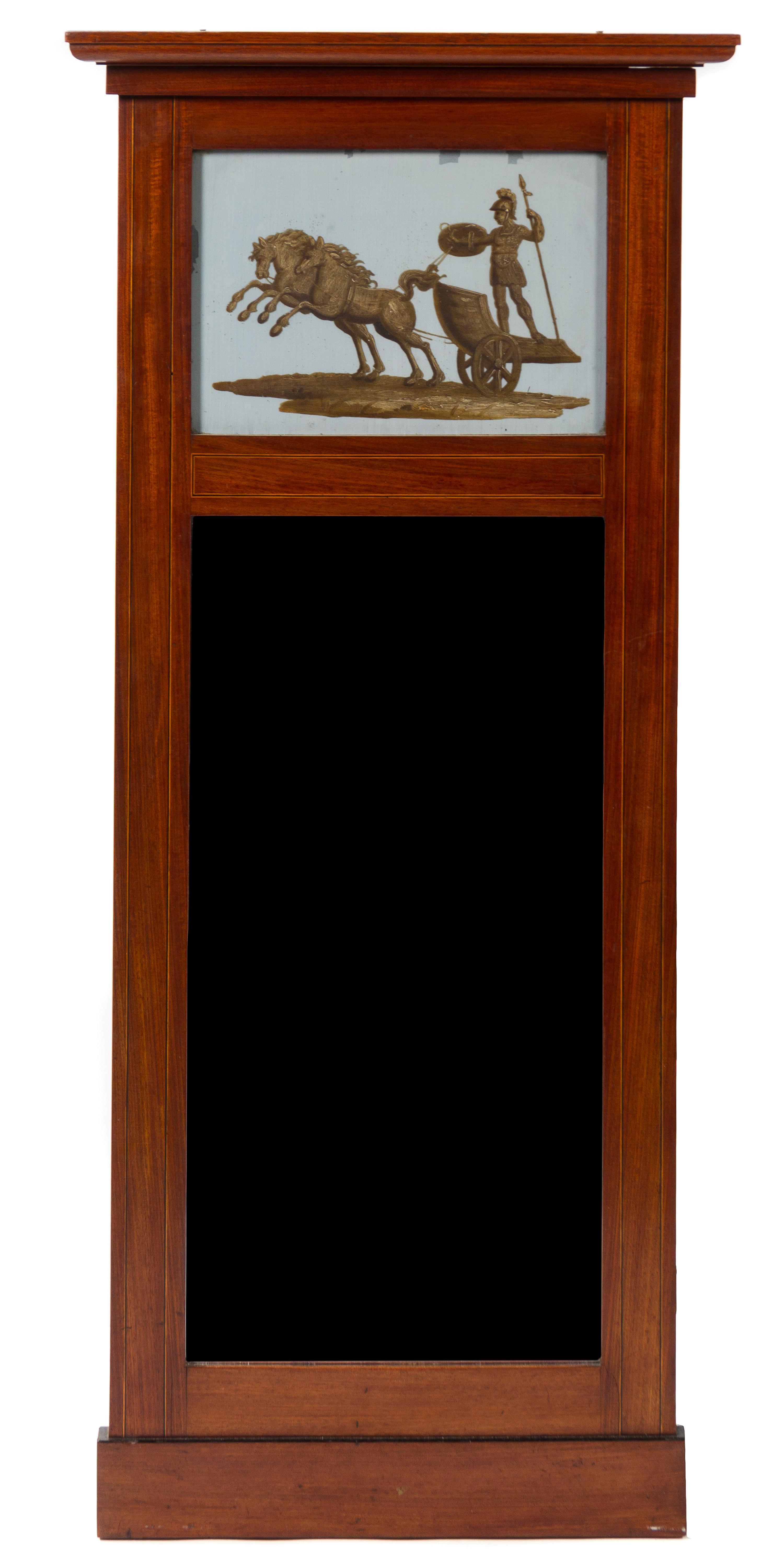 A Biedermeier Mahogany Pier Mirror Height 49 x width 22 5/8 inches.