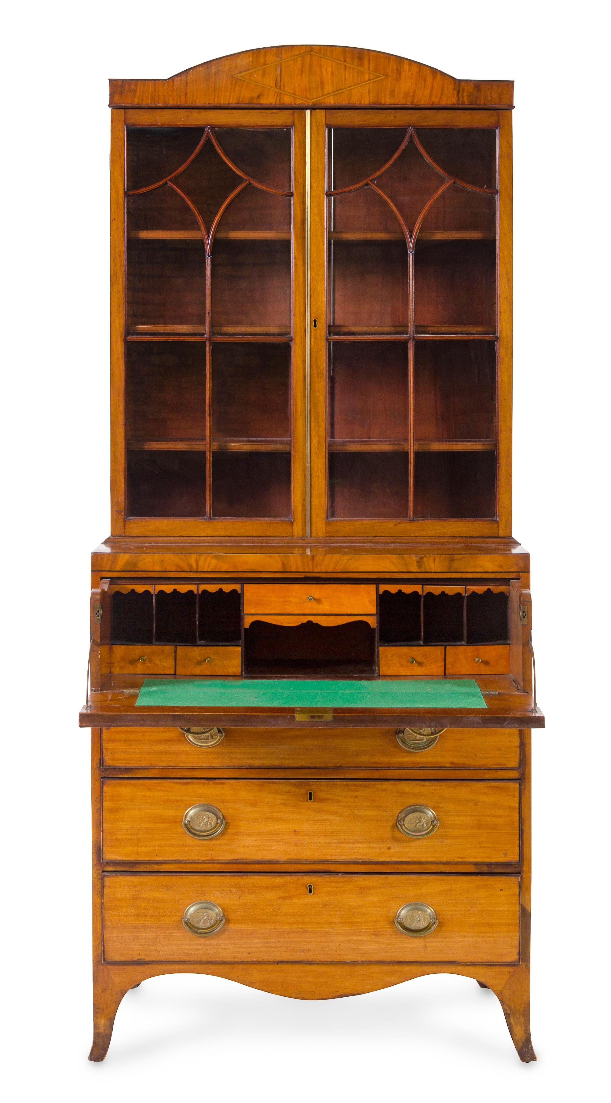 A George III Style Mahogany Secretary Bookcase