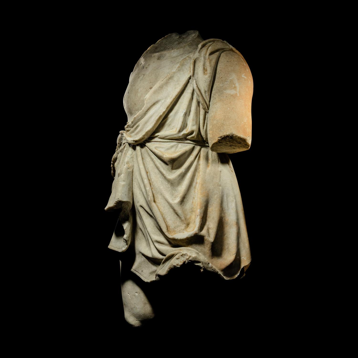 A Roman Style Marble Body of a Youth with Flowing Robe