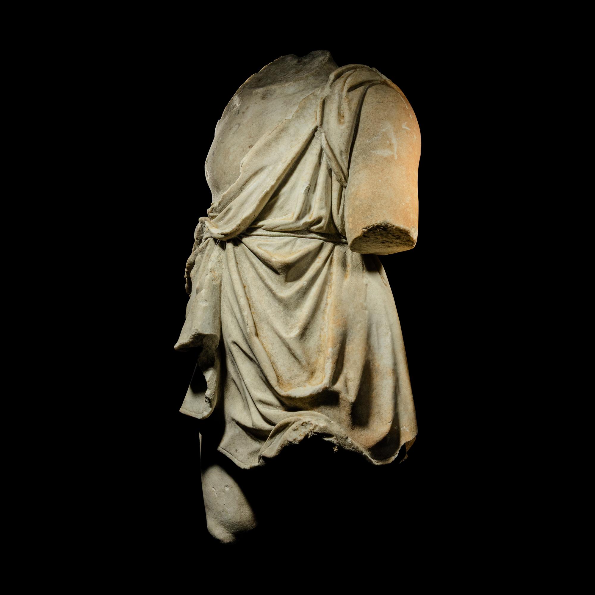A Roman Style Marble Body of a Youth with Flowing Robe