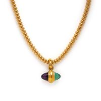 Amethyst, Tourmaline, and Yellow Gold Pendant Necklace