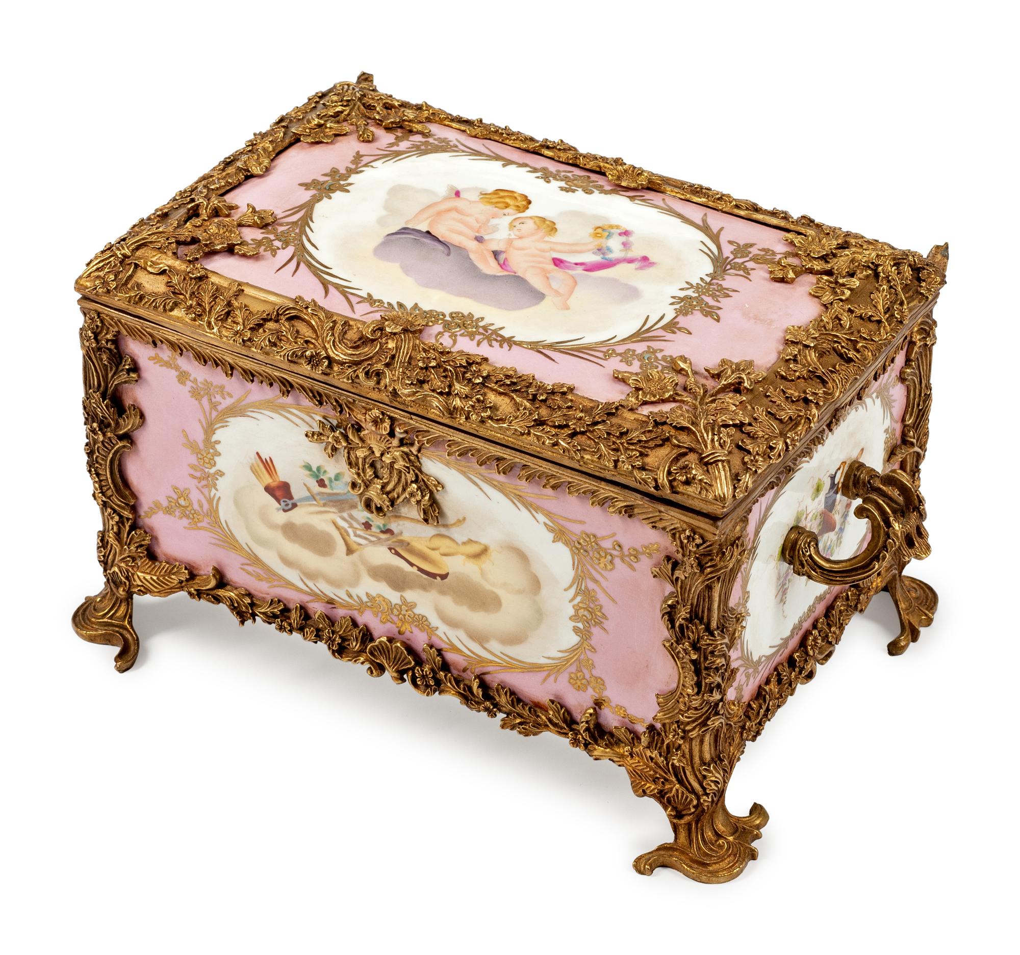 A Bronze-Mounted Sevres Style Porcelain Box
