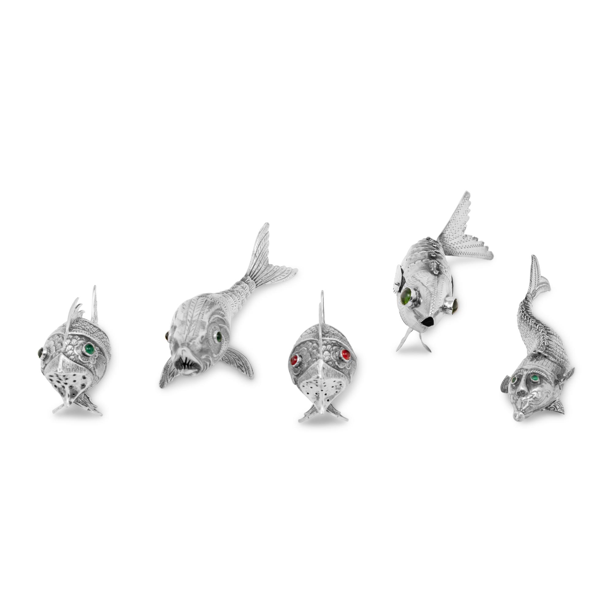 Five Silver Articulated Fish