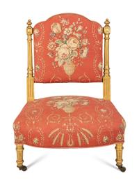 A Louis XVI Style Giltwood Slipper Chair