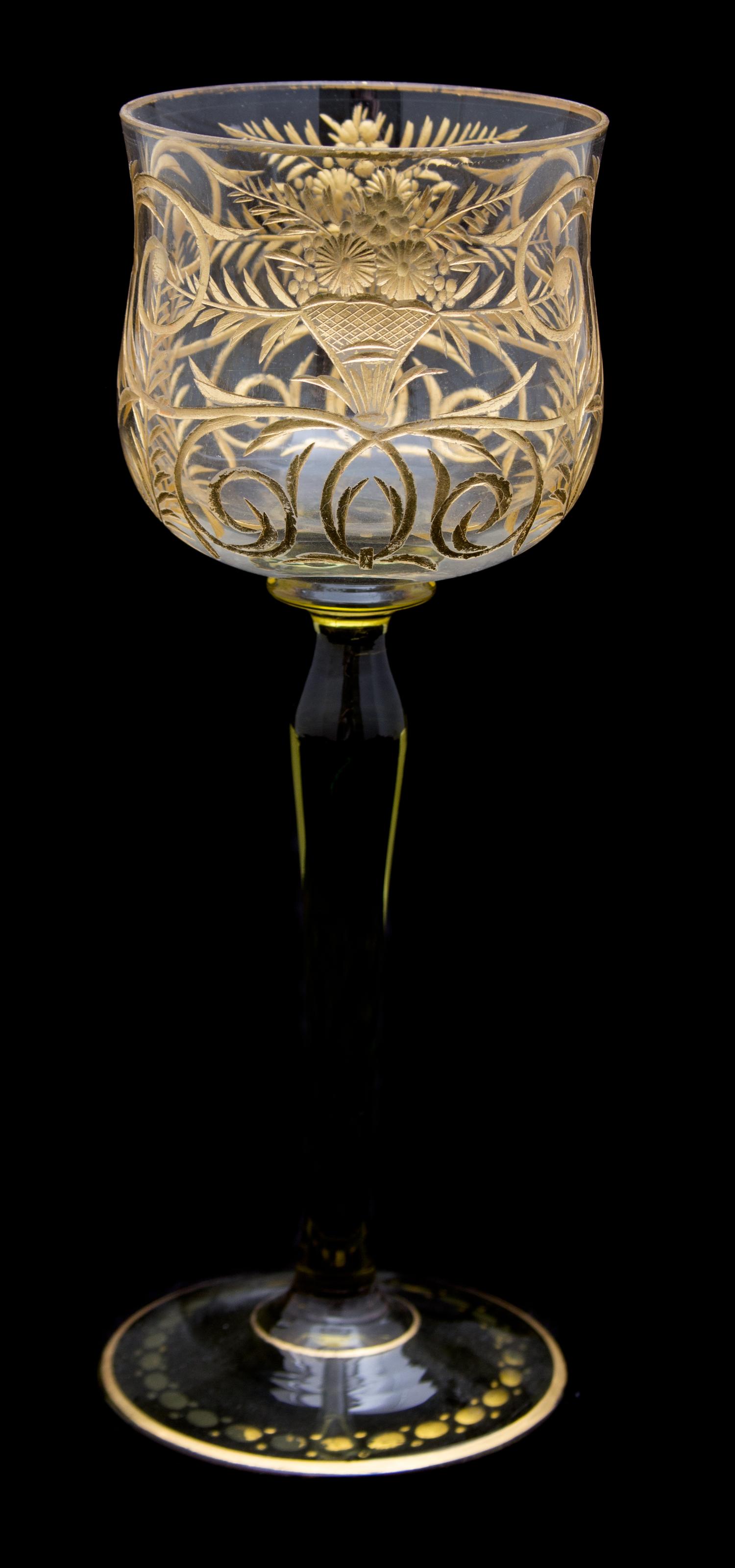 A Miscellaneous Group of Gilt and Polychrome Stemware Height of tallest 8 inches. — 19TH CENTURY