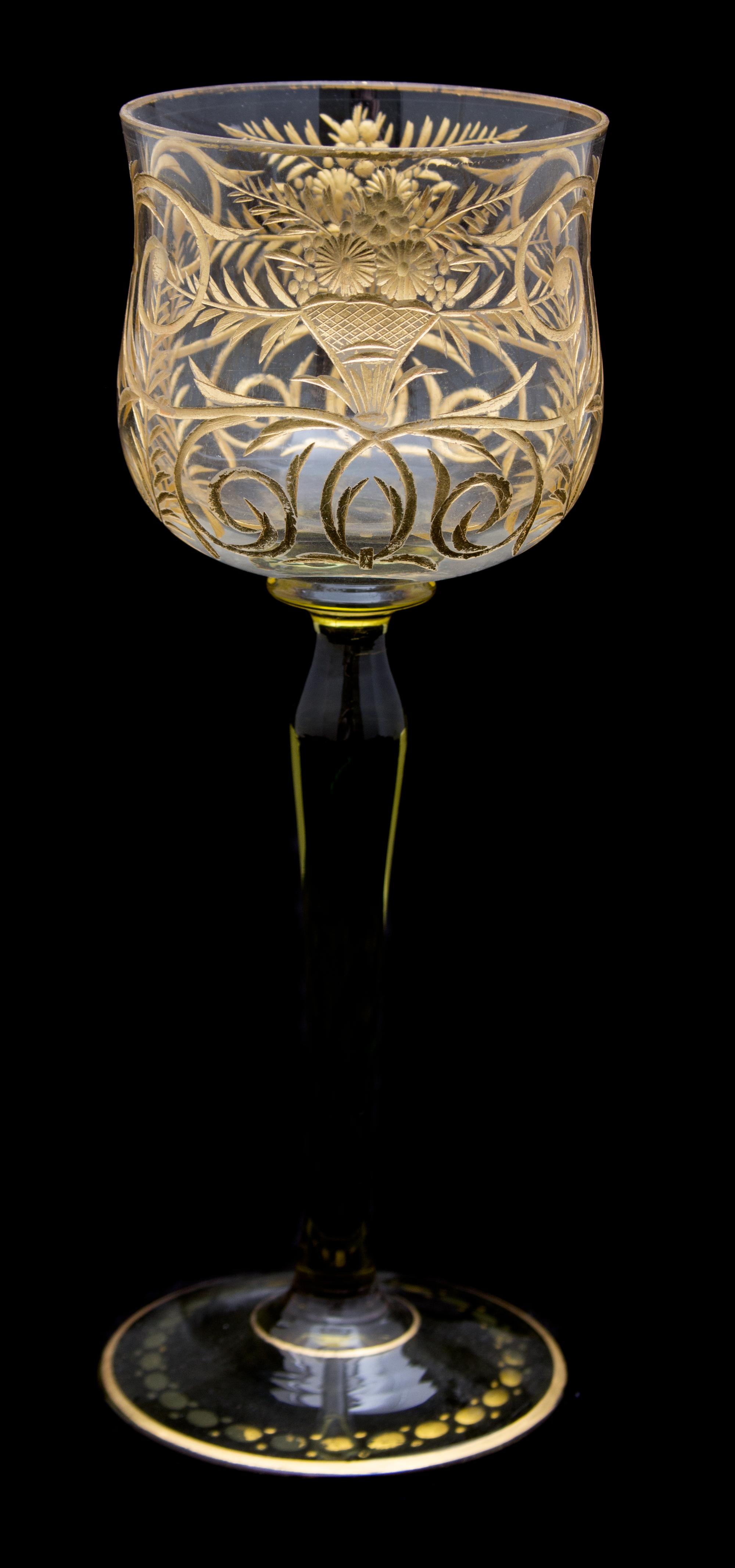 A Miscellaneous Group of Gilt and Polychrome Stemware Height of tallest 8 inches. — 19TH CENTURY