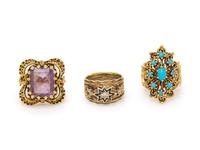 A Collection of Yellow Gold and Gemstone Rings,