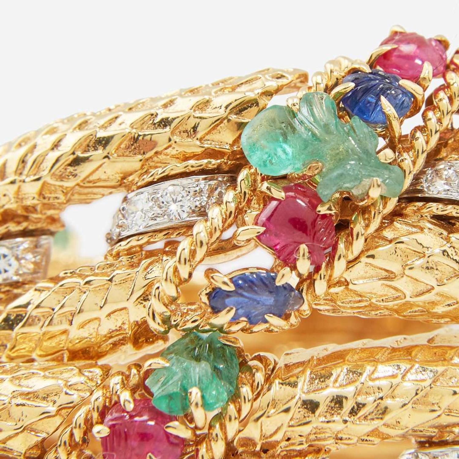 An 18K Yellow Gold and Platinum Gem-set David Webb Bracelet