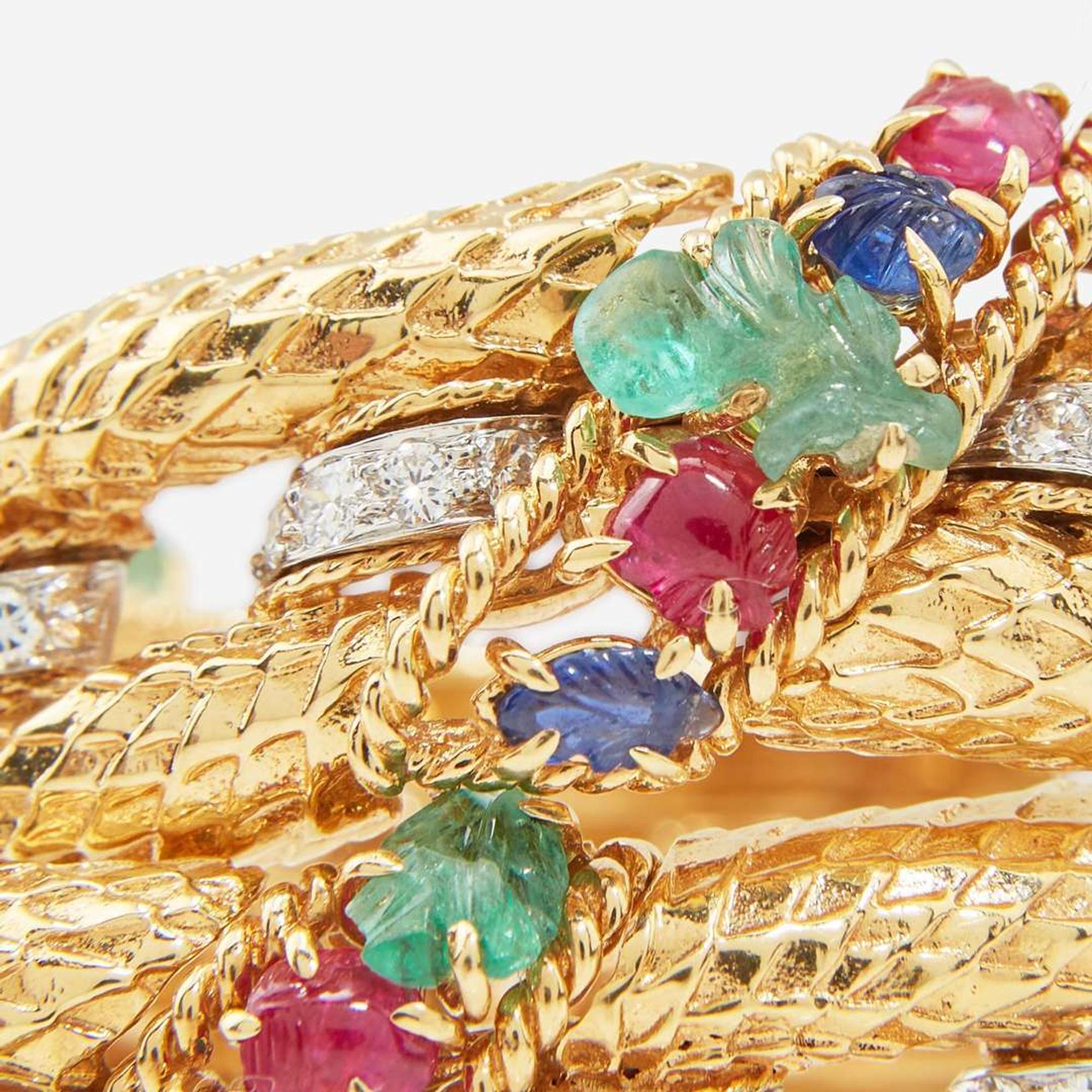 An 18K Yellow Gold and Platinum Gem-set David Webb Bracelet