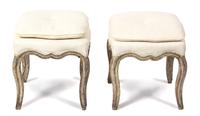 A Pair of Louis XV Style Painted Tabourets Height 18 x 17 inches square. — 19TH CENTURY