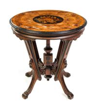 A Victorian Marquetry Center Table Height 27 inches. — LATE 19TH CENTURY