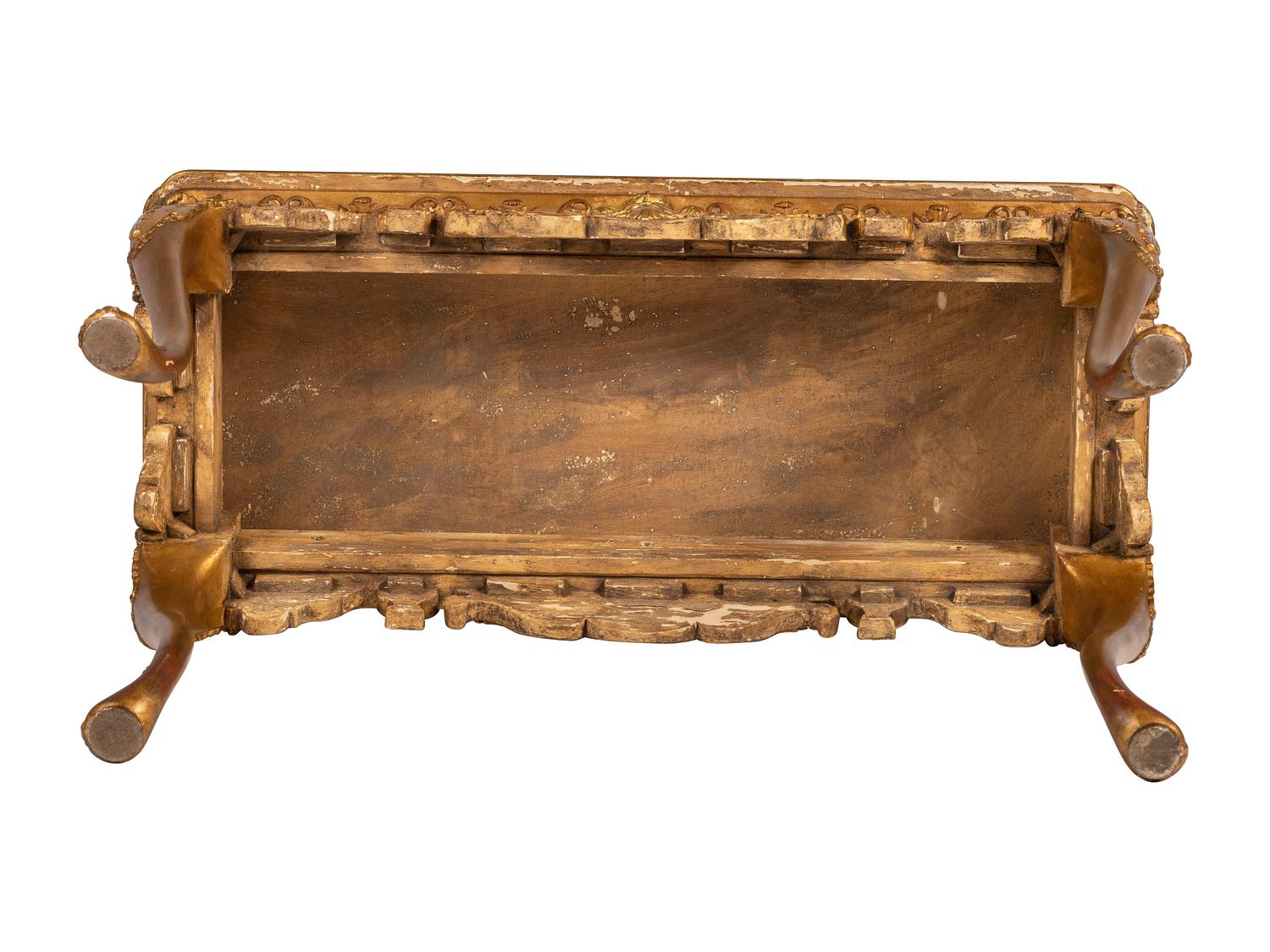 A Pair of Louis XV Style Giltwood Console Tables