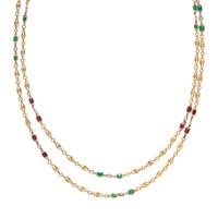 RUBY, EMERALD, DIAMOND, AND YELLOW GOLD FANCY LINK STATION NECKLACE