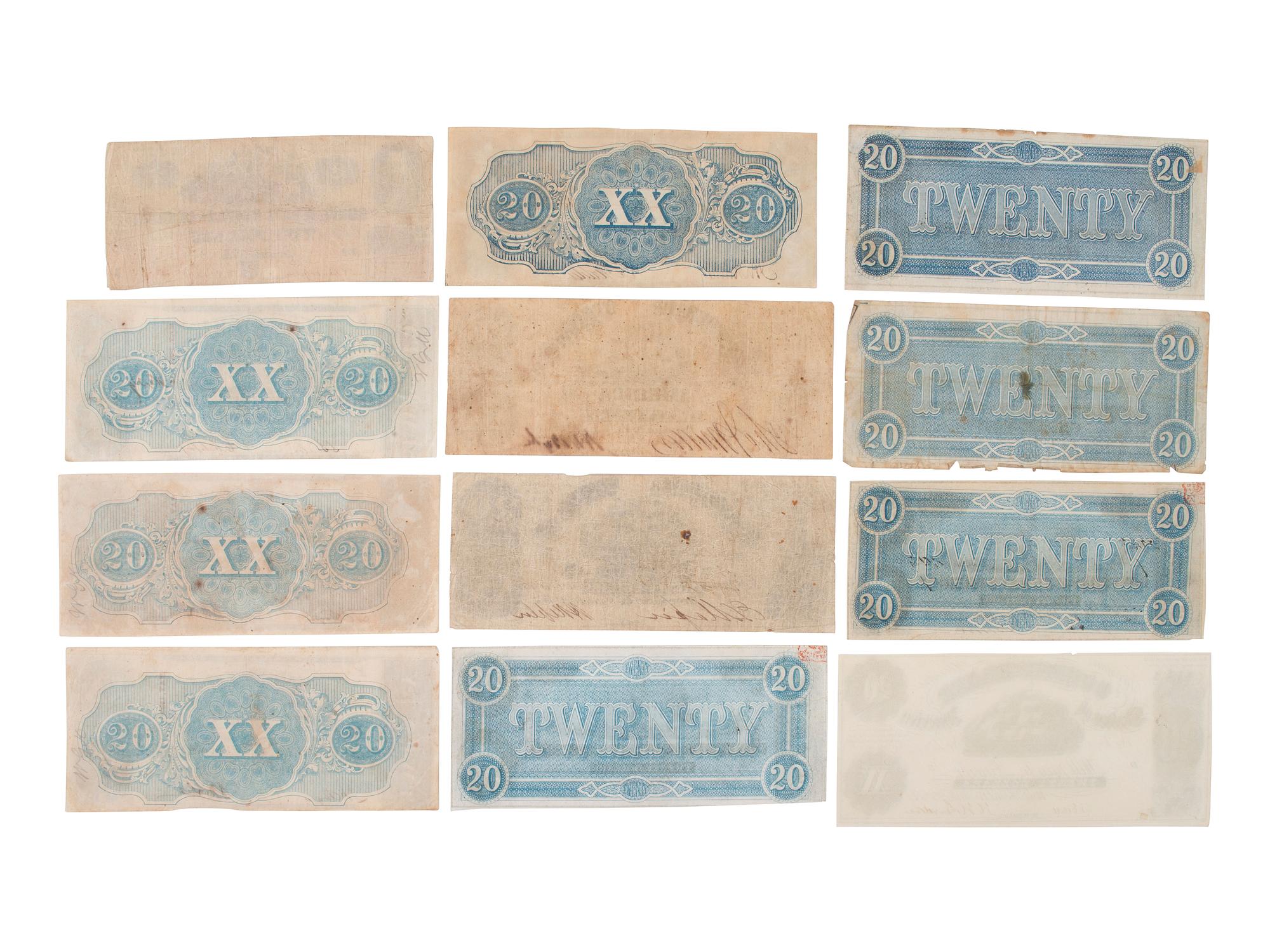 [CONFEDERATE - CURRENCY]. A large group of Confederate notes.