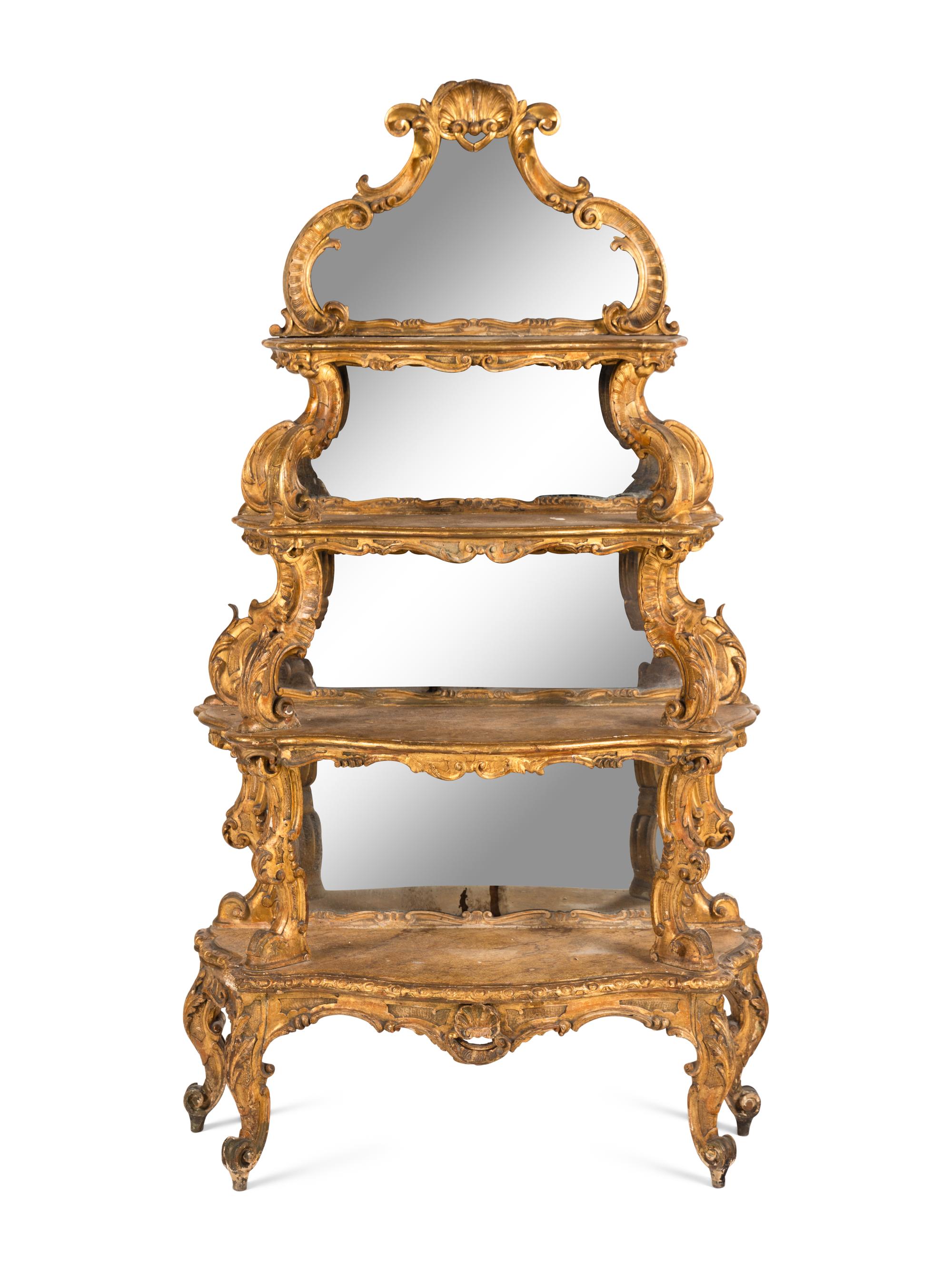 A North Italian Giltwood Four-Tier Étagère