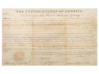 ADAMS, John Quincy (1767-1848). Partly-printed land document signed "(J.Q. Adams"). [Washignton, D.C.], 13 September 1825.