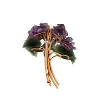 AUSTRIAN, HARDSTONE AND DIAMOND FLOWER BROOCH